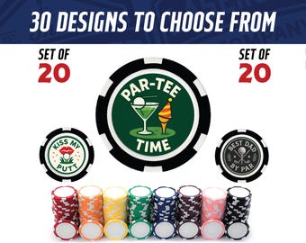 Poker Style Golf Ball Marker Chips (Set of 20 Identical, Durable)