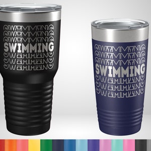 Swimming Tumbler - Swimming Travel Mug - Tumblers for Swimmers Coaches - Christmas Gift for Swimmers - Swimmer Birthday Gift - Useful Gifts