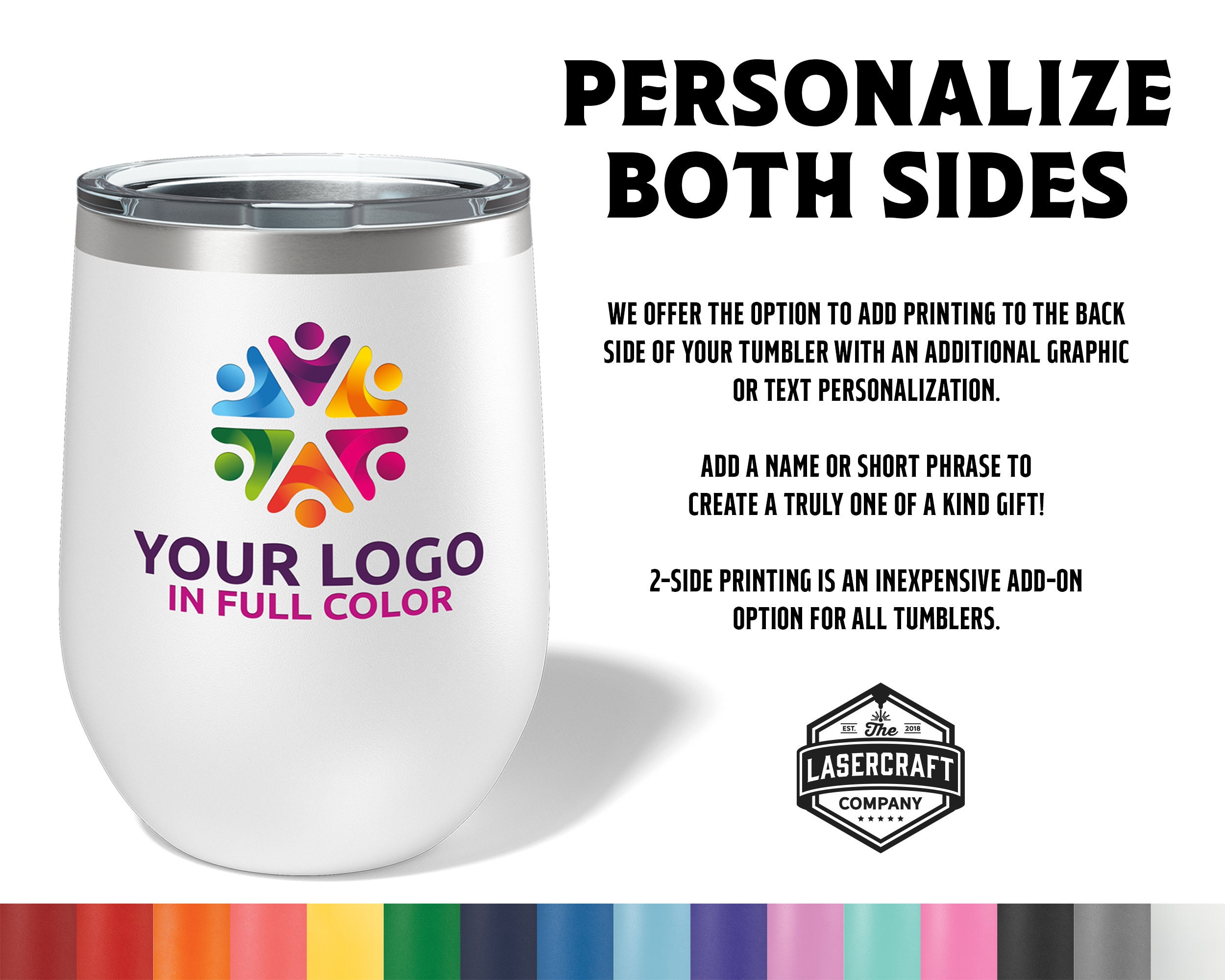 Custom Printed 12oz Wine Tumbler With Full Color Logo Custom Etsy