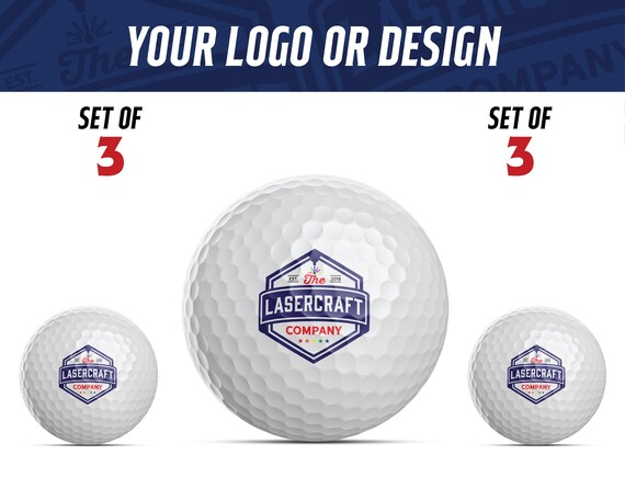 Personalized Golf Balls Set of 3 - Custom Logo, Full Color Print