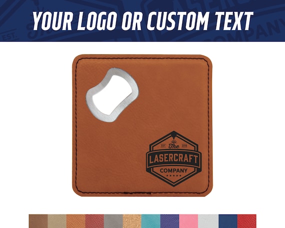 Bottle Opener Coaster with Engraved Custom Logo - Custom Logo Bottle opener Coasters - Corporate Swag - Engraved Coasters with bottle opener
