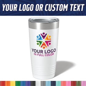 Custom Printed 20oz Tumbler with full color logo Custom Printed Travel Mug Logo on Travel Mug Client Gifts Full Color Logo Swag image 1