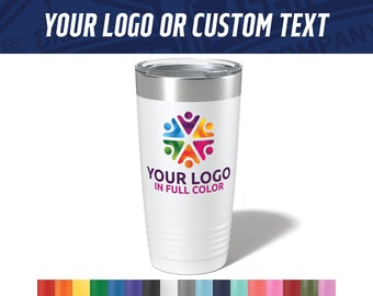 Custom Printed 20oz Tumbler with full color logo - Custom Printed Travel Mug - Logo on Travel Mug - Client Gifts - Full Color Logo Swag