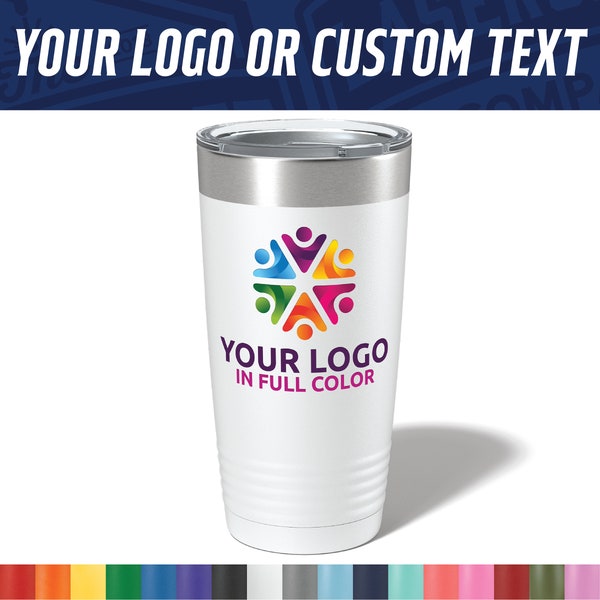 Custom Printed 20oz Tumbler with full color logo - Custom Printed Travel Mug - Logo on Travel Mug - Client Gifts - Full Color Logo Swag