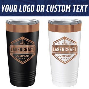 Custom 20oz Engraved Tumbler - Rose Gold Ion Plated Metal - Personalized Logo or Artwork - Unique Gift - Corporate & Business Branding
