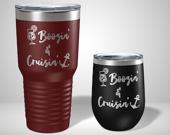 Boozin' and Cruisin' Personalized Tumbler   - Personalized Vacation Gifts - Cruise Vacation Tumbler - Gifts for friends - Personalized Gifts