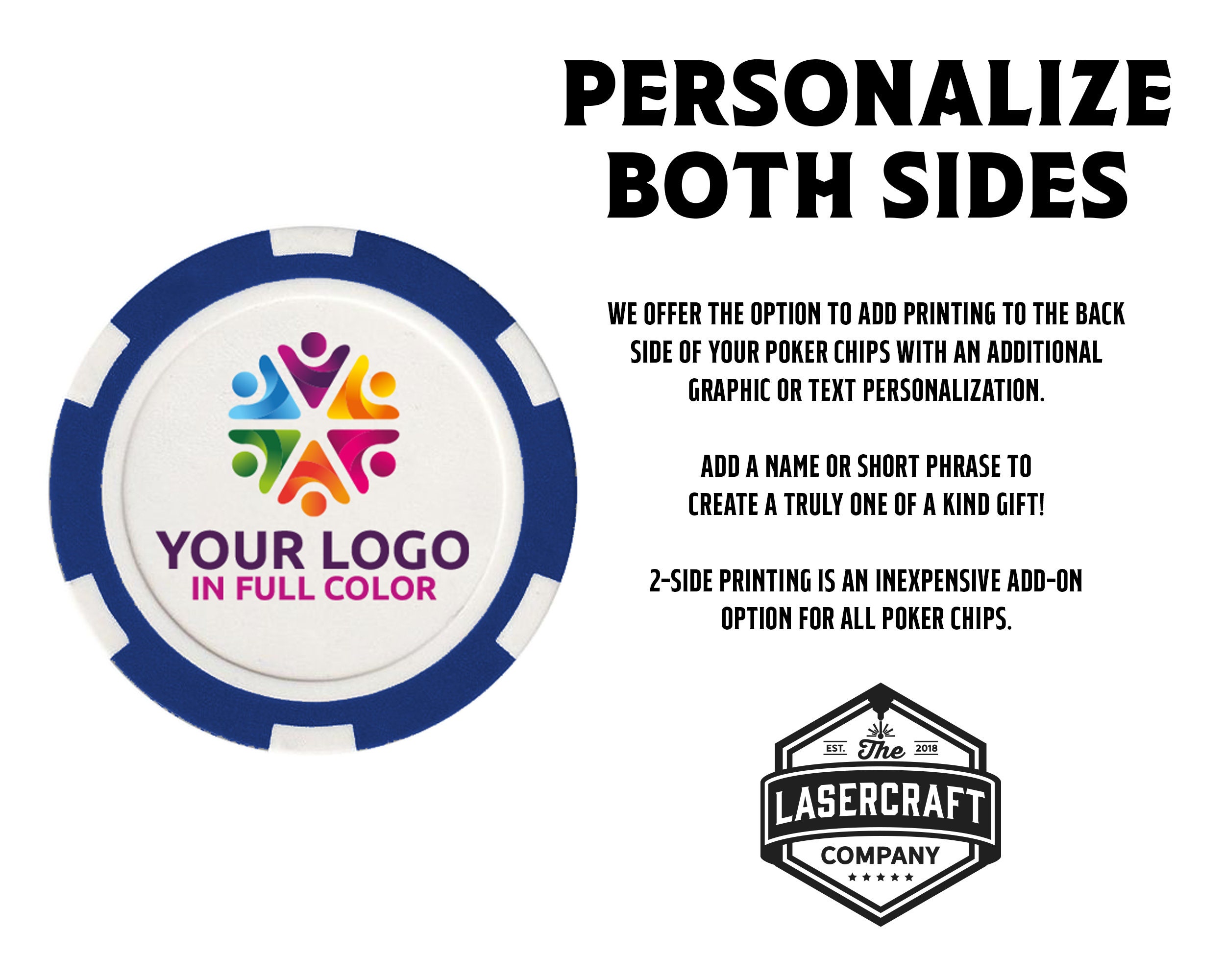 Custom Printed Poker Chips Set of 25 Full Color Logo Poker Etsy