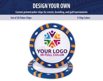 Custom Poker Chips Set of 20 - 12-Stripe Casino Weight Logo Christmas Gift