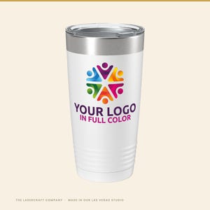 Custom Logo Tumbler 20oz - UV Printed Stainless Steel Employee Christmas Gift