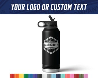 Custom Engraved Water Bottle 32oz - Laser Engraved Logo Insulated Bottle - Bulk Corporate Swag, Client & Employee Gifts