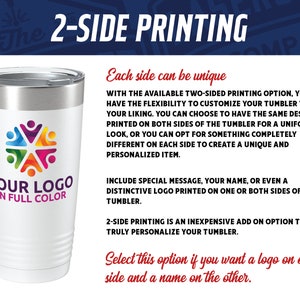 Custom Printed 20oz Tumbler with full color logo Custom Printed Travel Mug Logo on Travel Mug Client Gifts Full Color Logo Swag image 3