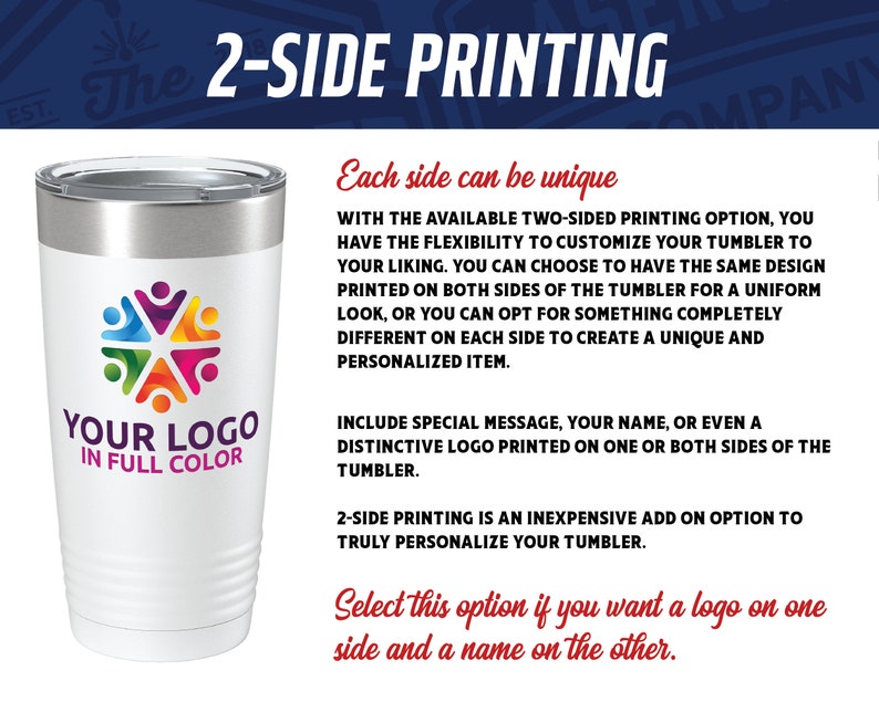 Custom Printed 20oz Tumbler with full color logo Custom Printed Travel Mug Logo on Travel Mug Client Gifts Full Color Logo Swag image 3