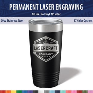 Custom Engraved Tumbler 20oz - Laser Engraved Logo Stainless Steel Cup - Bulk Corporate Swag, Employee Appreciation & Client Gifts