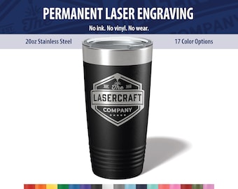 Custom Engraved Tumbler 20oz - Laser Engraved Logo Stainless Steel Cup - Bulk Corporate Swag, Employee Appreciation & Client Gifts