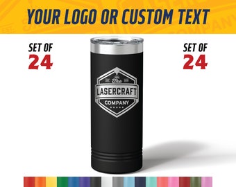 Bulk 22oz Skinny Tumbler with custom logo or artwork - Set of 24 - Custom Engraved Logo on 22oz Skinny Tumbler -Bulk Slim Tumblers with logo