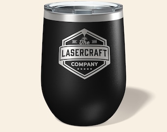 Custom Engraved Wine Tumbler 12oz - Laser Engraved Logo Stainless Steel Cup - Bulk Corporate Swag, Bridesmaid & Client Gifts