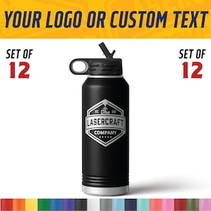 Bulk 32oz Insulated Water Bottle with custom artwork or logo - Set of 12 - Bulk Engraved Water Bottle - Personalized Gifts - Bulk Logo Gifts