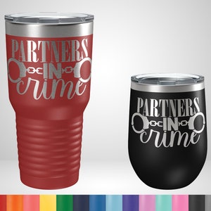 Partners In Crime Tumblers - Funny Best Friend Gift - Best Friend Cups - Personalized gift for best friends - Best Friend Mugs - Bestie Gift