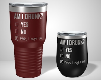Am I Drunk Tumbler - Funny Drinking Gift - Best Friend Gifts - Funny Tumblers - Funny Drinking Cup - Gift for drinking buddy - Travel Mugs
