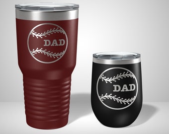 Baseball Dad Tumbler - Engraved Travel Mug - Personalized Gifts for baseball dad - Fathers day gift - dad christmas gift - dad birthday gift