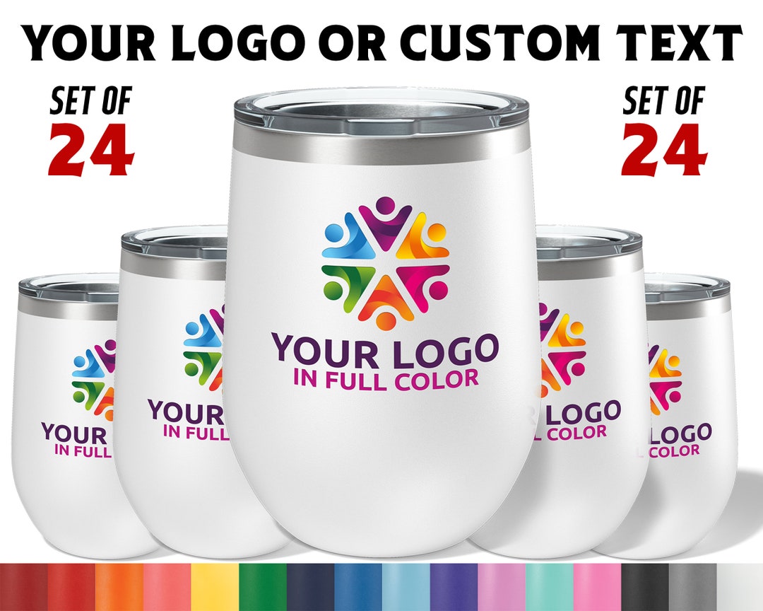 Bulk 12oz Wine Tumbler With Full Color Set of 24 Bulk Color Logo