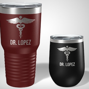 Personalized Caduceus Tumbler - doctor Gifts - gifts for nurses - christmas gift for doctors - doctor birthday gift - caduceus travel mug
