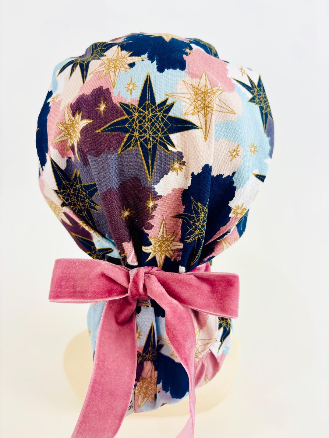 Gold Star Velvet Ribbon Ponytail Women’s Scrub Cap | Ladies Surgical ...