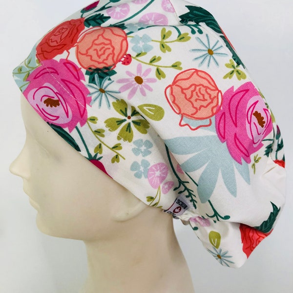 Modern Farm Florals Euro Bucket Scrub Cap /Surgical Hat / OR/ ER/ Nurse/ Ladies/ Technician/ Surgical/ Dental/ Lab/ By Scrub Caps Canada