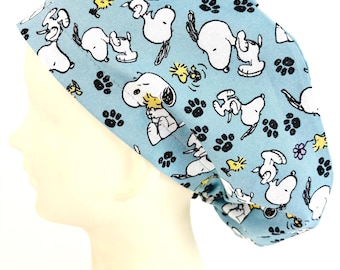 Snoopy Peanuts  Womens Scrub Cap | Ladies Bucket Surgical Hat | OR Nurse |  Ponytail Style | Scrub Cap Canada