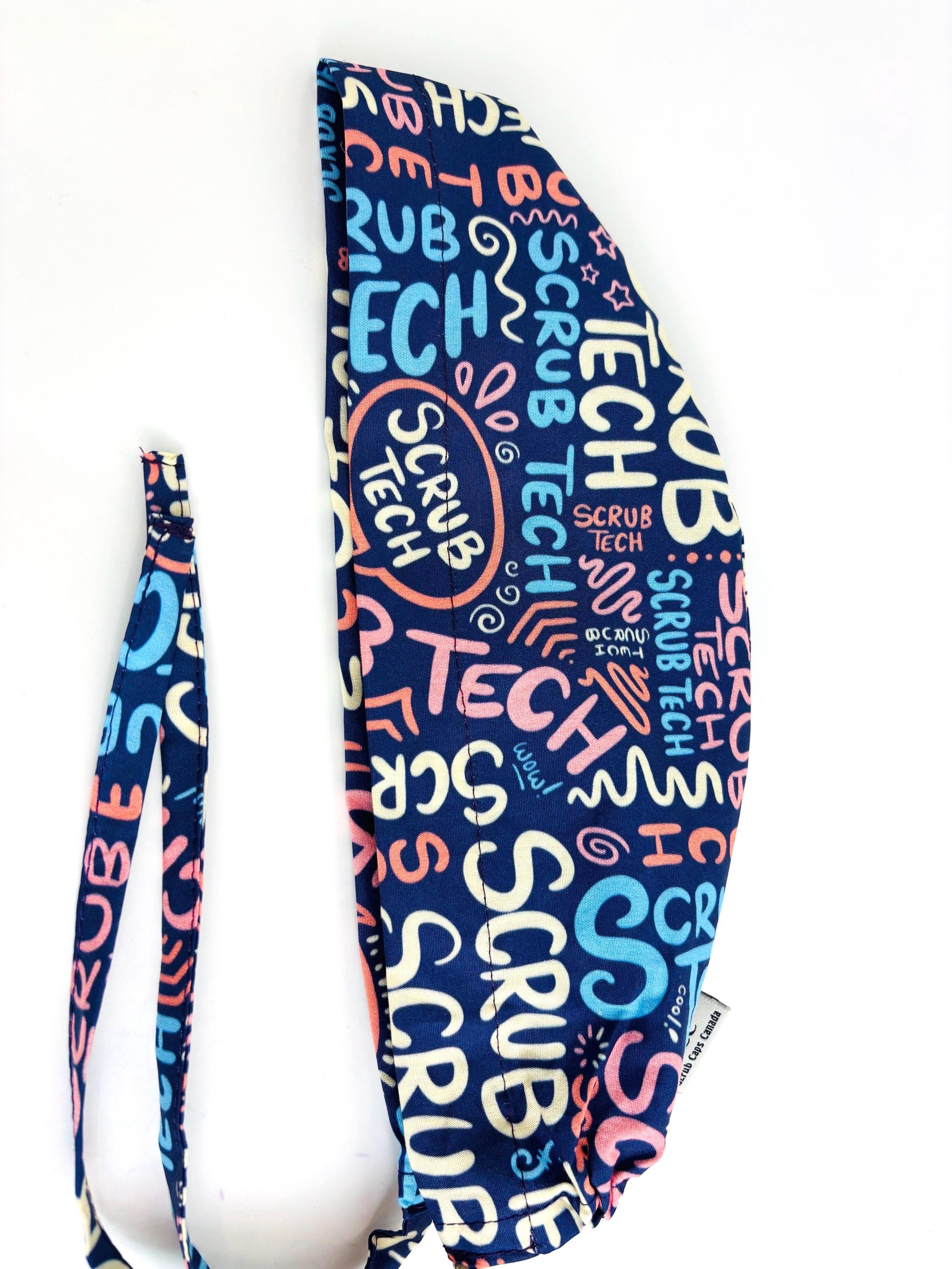 Navy Blue Heart Beat EKG Scrub Cap Doctors Bandana Hat With Adjustable Tie At Women's Clothing Store - View #7