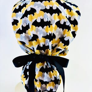 Batman Logo Ponytail Women’s  Scrub Cap  | Ladies Surgical Hat | OR  | Nurse | Surgeon | Vet | Dental | Ribbons | Medical Gift | Adjustable