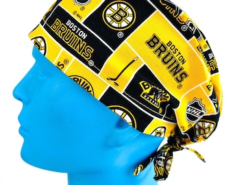 Boston BRUINS NHL Hockey Unisex Pixie Style Scrub Cap  | Men’s Women’s Scrubs | Surgical Hat |  OR Nurse  | Medical Gift | Hospital