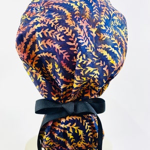 Rich Autumn Women’s Ponytail Scrub Cap  | Ladies Surgical Hat | OR  | Nurse | Surgeon | Vet | Dental  | Ribbons | Chirurgie | Gift