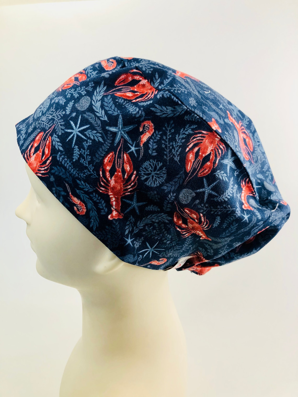 Lobster Feast Navy Euro Bucket Scrub Cap/ Surgical Hat/ OR/ Etsy