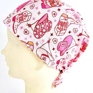 Cowgirl Boots Pixie Fitted Scrub Cap | Men’s Women’s  Hat | Skull Surgical Hat | OR Nurse | Surgeon | Dental | Vet | Healthcare Gift | Skull