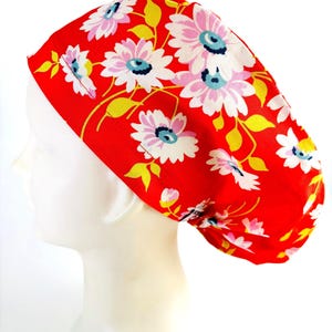 Women's Euro Scrub Cap Sunset Field Daisies | OR | Nurse’s Scrubs | Ponytail |Adjustable Toggle | Medical Gift | Hat