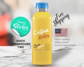 Custom Clear Logo Stickers: Waterproof Transparent Labels, White ink print, Any Size and shape