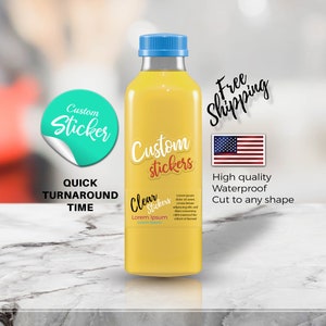 100 Custom Logo Clear Stickers Waterproof Transparent Labels ...