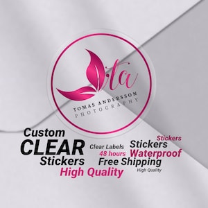 Benutzerdefinierte Clear Label klare Aufkleber mit weißer Tinte Etiketten und Aufkleber transparente Logo-Aufkleber klare wasserdichte Aufkleber klares Vinyl