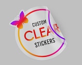 100 Custom Clear stickers, Transparent Labels, Die cut Clear Sticker, Customized Clear Sticker, Product printed stickers, Cosmetics labels