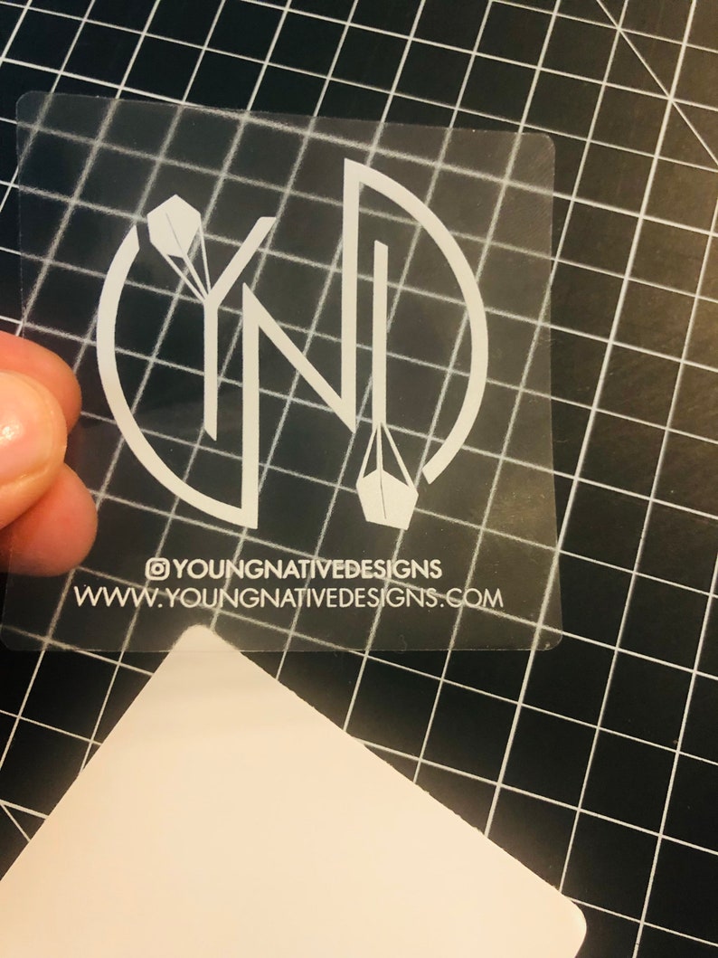White ink print on clear stickers