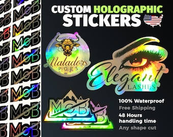 Pegatinas holográficas troqueladas personalizadas: etiquetas impermeables con logotipo
