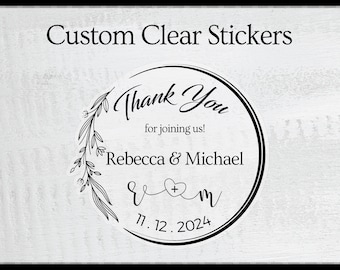 Pegatinas transparentes personalizadas para bodas: etiquetas impermeables para recuerdos