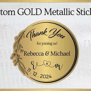 Benutzerdefinierte Gold Metallic Stickers Personalisierte wasserdichte Goldetiketten Goldetiketten Metallic Stickers Spot UV Gloss weißer Druck Goldfolie