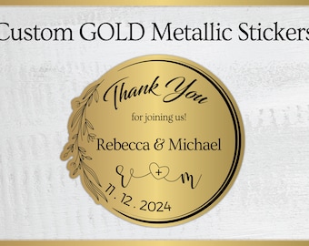 Pegatinas metálicas doradas personalizadas: etiquetas impermeables personalizadas