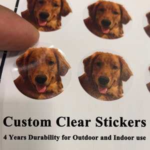 Hondengezicht op doorzichtige stickers Afbeelding afdrukken op doorzichtige sticker logo Stickers doorzichtige waterdichte stickers Sticker aangepaste hondenstickers