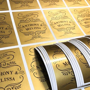100 etichette personalizzate in oro stampate / Adesivi in lamina d'argento reale impermeabile / Adesivi in oro lucido / Etichette in lamina fustellate / Adesivi per cosmetici