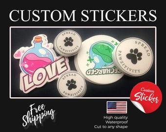 custom vinyl stickers and waterproof labels  Your logo stickers Product labels cut to any shape Your Logo die cut vinyl stickers