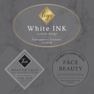 Gepersonaliseerde transparante stickerlabels Doorzichtige labels met witte inktprint Aangepaste waterdichte labelstickers