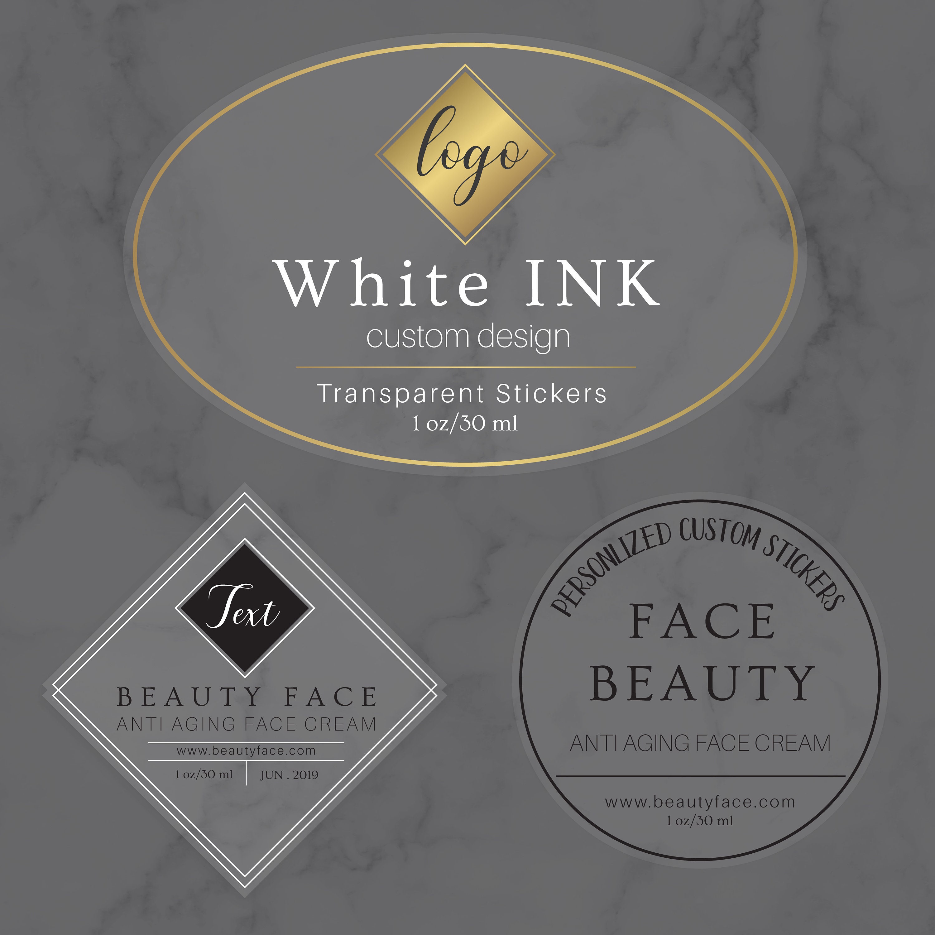 Personalized Clear Stickers: White Ink Print, Waterproof Labels